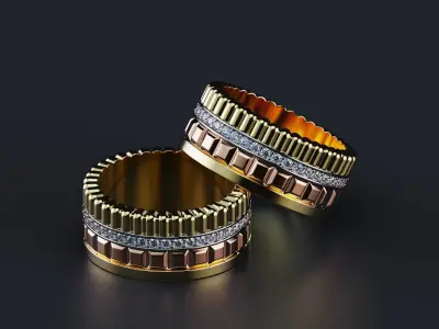 Quatre radiant edition wedding band style All sizes collection 3D print model