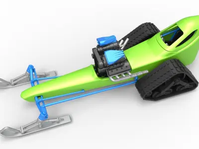 Front engine old school snow dragster Version 2 Scale 1 to 25 3D print model