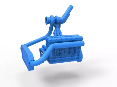 Engine of Uphill Sand Racing Dragster V2 Scale 1 to 25 3D print model