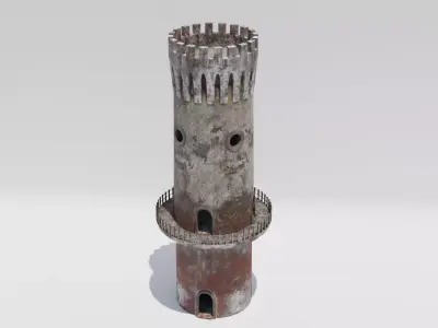 Tower 3D model old rusty Low-poly 3D model