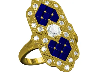 Vintage Style Art Deco Ring 3D print model