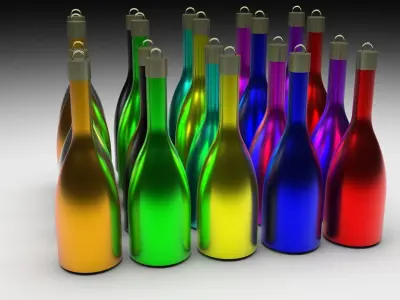 Bottle Christmas Balls Set 3D model