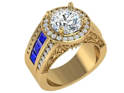 Oval Halo Ornamental Ring 3174 Free 3D print model