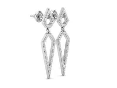AV 465 Round White Diamond Ladies Dangling Drop Earrings 3D print model