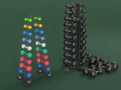 Dumbells kits and Racks 3D model