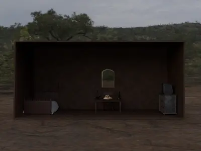 Old Vintage Room Scene with Gold Bars Complete Interior Set Free 3D model