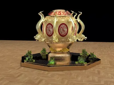 Chinese gold bronze burner   3D model