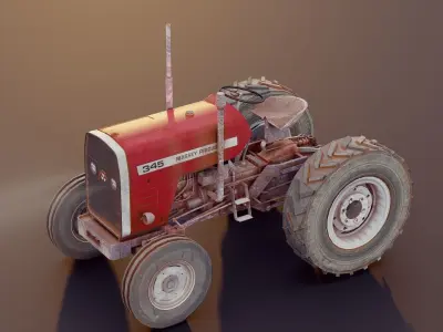 Massey Tractor Low-poly 3D model
