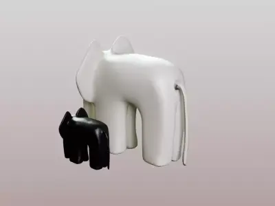 Elephant Figurine Low-poly 3D model