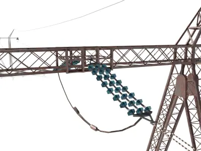 Electricity Pole 24 Weathered Low-poly 3D model