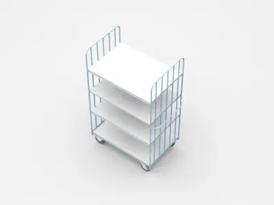 Semi-level Movable Shelf On Wheels 3D model