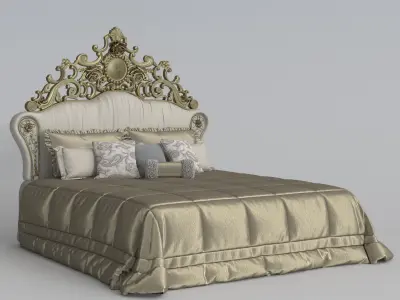 Luxurious European Royal Baroque Style Bed 3D Model 3D model