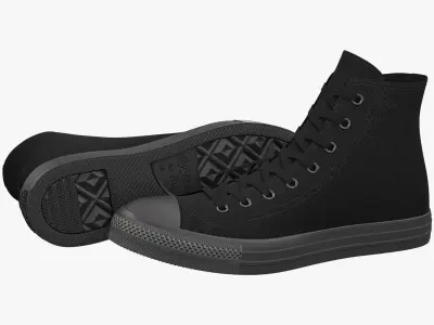 Chuck Taylor All Star Classic High Top Mono Black 3D model