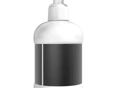 White Spray Bottle with Label 3D model