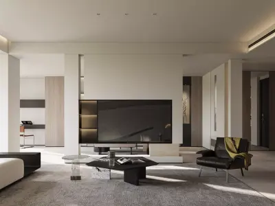 Modern living room dining room interior scenes  3D model 19