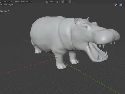 Hippopotamus Low-poly 3D model hippo Low-poly 3D model