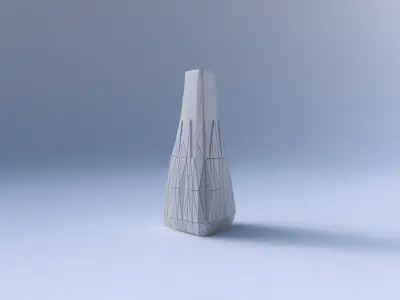 Vase puffy tipped triangle with partial random triangle plates 3D print model