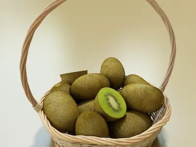Kiwi Fruit in Basket 3D model