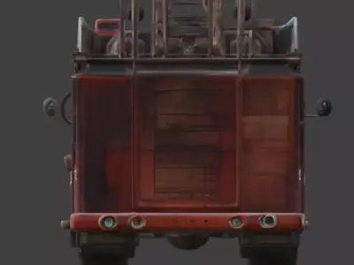 Wrecked Fire Engine 3D Model Low-poly 3D model