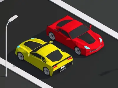 Cartoon Low Poly Sportcar Low-poly 3D model