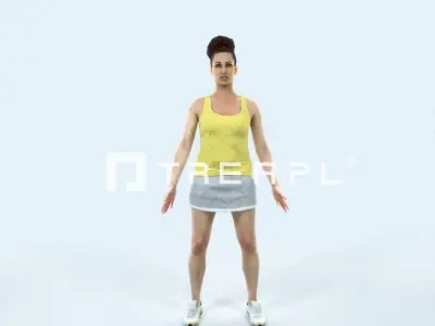 Yearn 01I Animated Rigged Sports Woman Low-poly 3D model