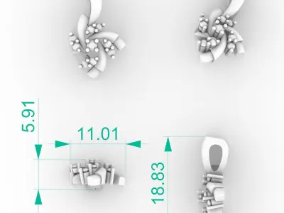 Floral Design Necklace Diamond Pendant 3D print model
