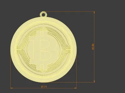 Bitcoin Pendant Gold Silver Platinum Luxury Jewelry 3D print model