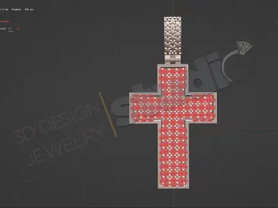 Luxury brilliant cross with gems all around 3d model 3D print model