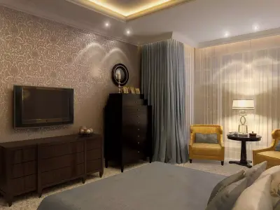 Classic Hotel Bedroom 3D model