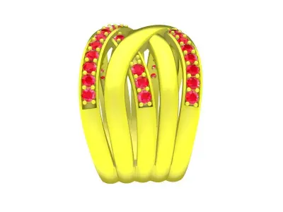 Luxury Crossover Multi Band Pave Ring for Women 5668 3D print model
