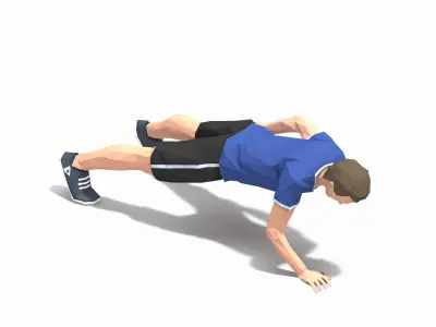 One Hand Pushups  Exercise Man Animation Low-poly 3D model
