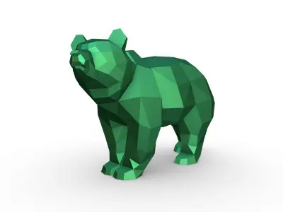 Bear low poly polygonal 3D print model