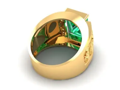 Luxury Square Emerald Men Signet Ring  196 3D print model