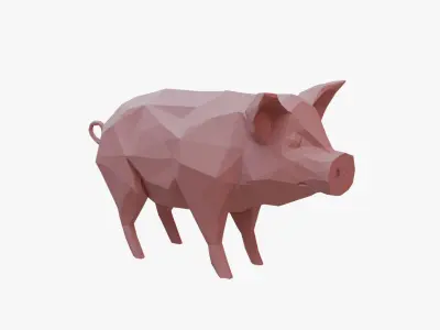 Pig low poly Low-poly 3D model purchase