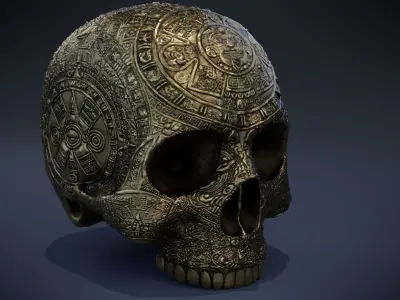 Aztec Skull Low-poly 3D model