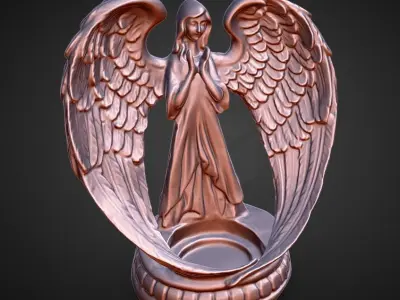 angel praying tea light candle holder 3D print model