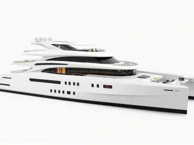 Mega Trimaran Yacht Ultra-Futuristic Model Pack Low-poly 3D model