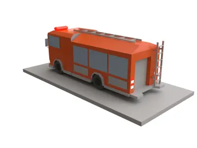 Firetruck LowPoly fire truck Low-poly 3D model