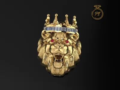Lion Crown Ring 3D print model