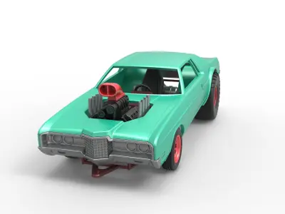 Pulling truck 2wd with Car shell Scale 1 to 25 3D print model