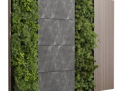 Vertical Wall Garden With Wooden frame - wall garden set 74 3D model
