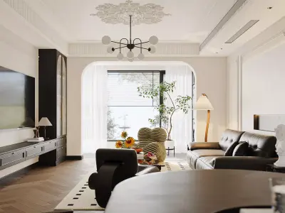 Luxury living room dining room interior scenes 16 3D model