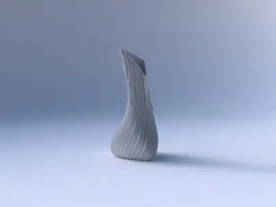 Vase twist puffy tappered triangle with wavy extruded lines 4 3D print model