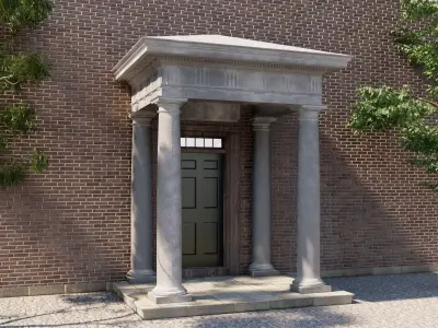 Portico Entrance Porch Door Surround with Doric Column 3D model 3D model