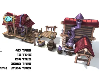 Cartoon Medieval House Low-poly 3D model