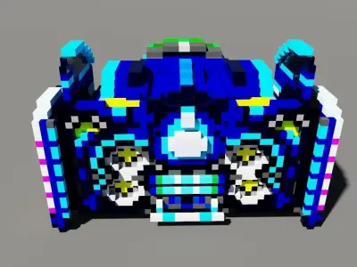 Blue Falcon - F Zero - Voxel Art 3D model