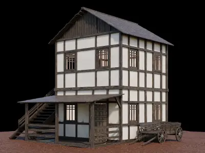 Medieval Village Asset 20- 4K Textures Game Ready Low-poly 3D model
