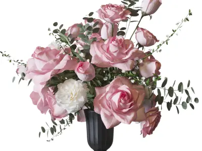 Flower Set 076 Rose white and Pink 3D model