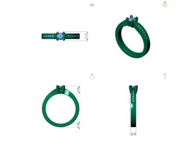 D-0882 diamond engagement ring gold 3D print model