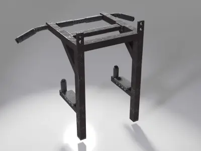 Metal horizontal bar wall mounted Low-poly 3D model